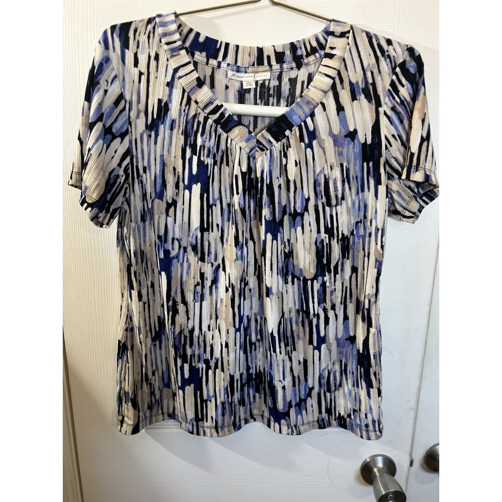 JM Collection Women's Petite Shirt Short Sleeve Stretch Size PL